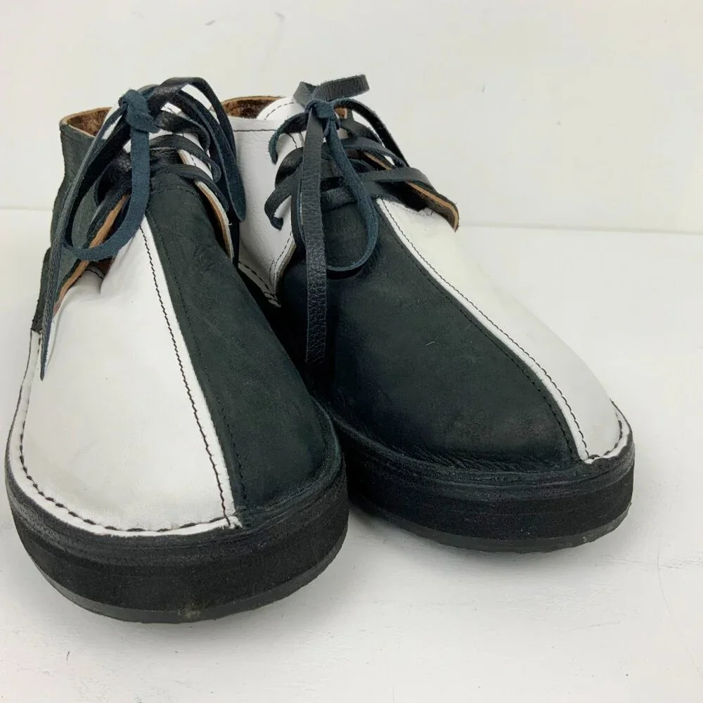 Bread & Butter Men's Leather Black/White Split Toe Chukka Boots Italy Sz 8 - 8.5